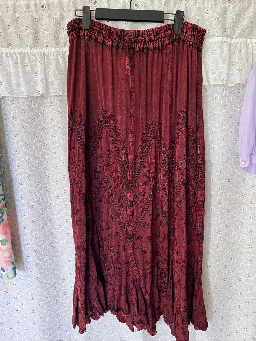 Boho/Fairy/Witchy Maxi Skirt - Burgundy